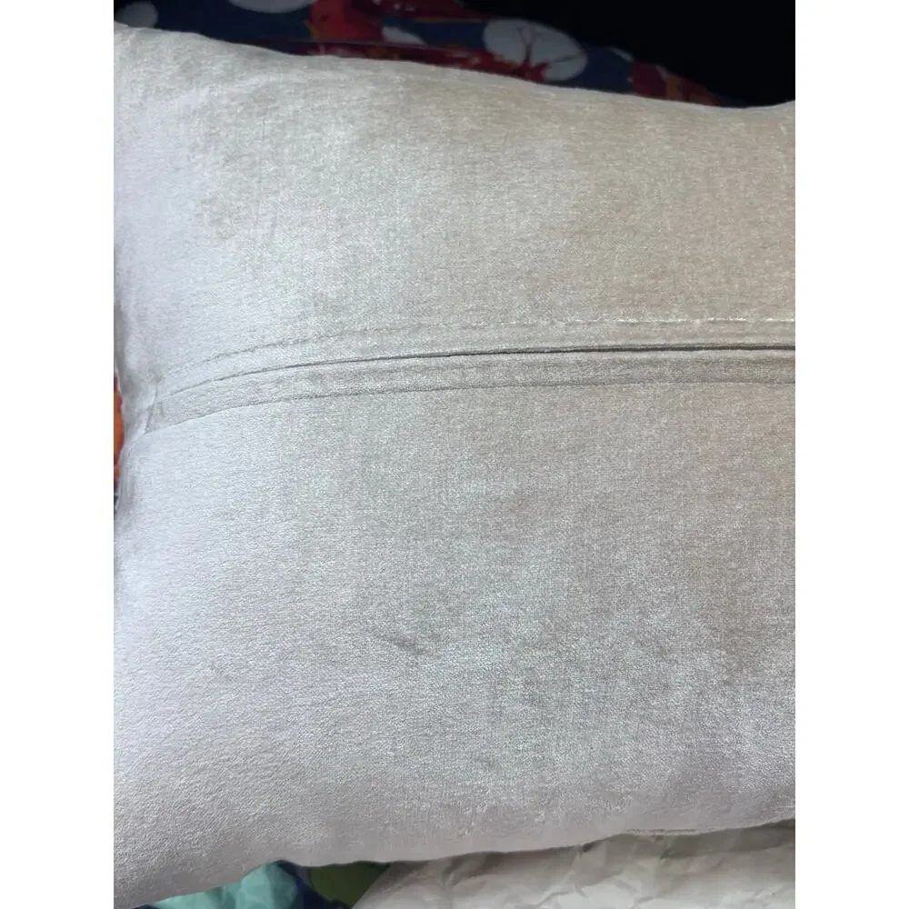 Callisto Home 14x24 Cream Floral Velvet Decorative Lumbar Pillow Feather Fill